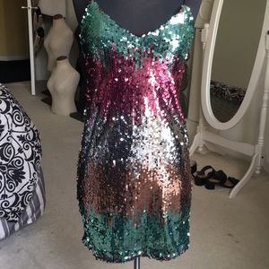 Sequin spaghetti strap dress from Express